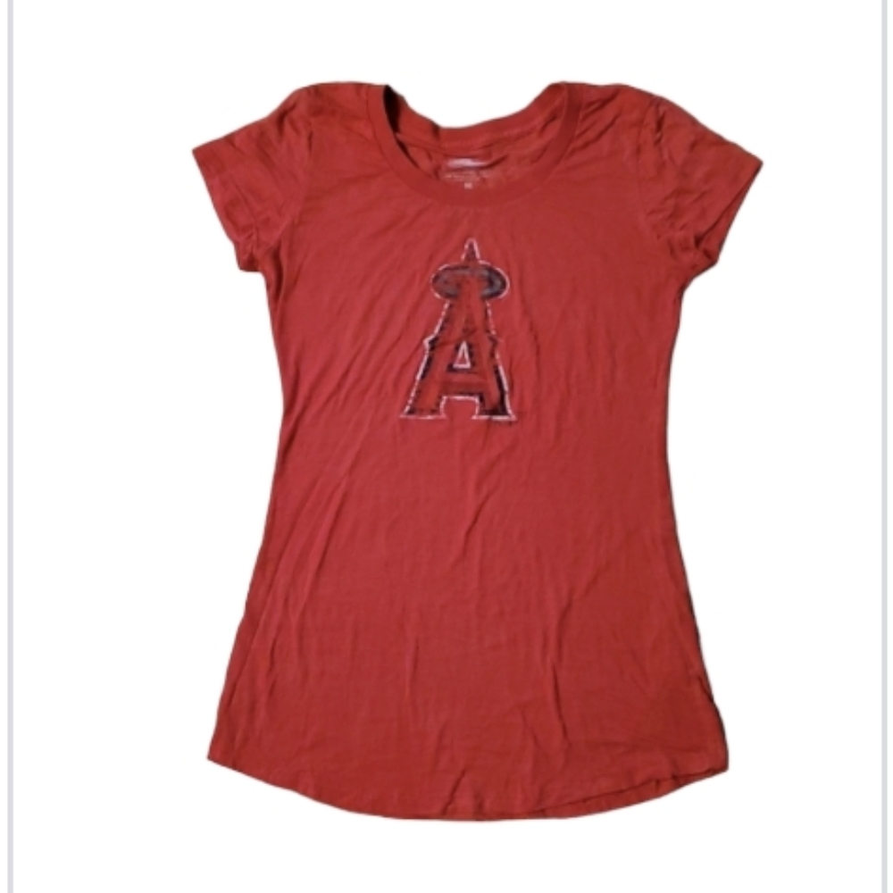 Majestic Los Angeles Angels Baseball Burnout Short Sleeve Shirt Size Medium